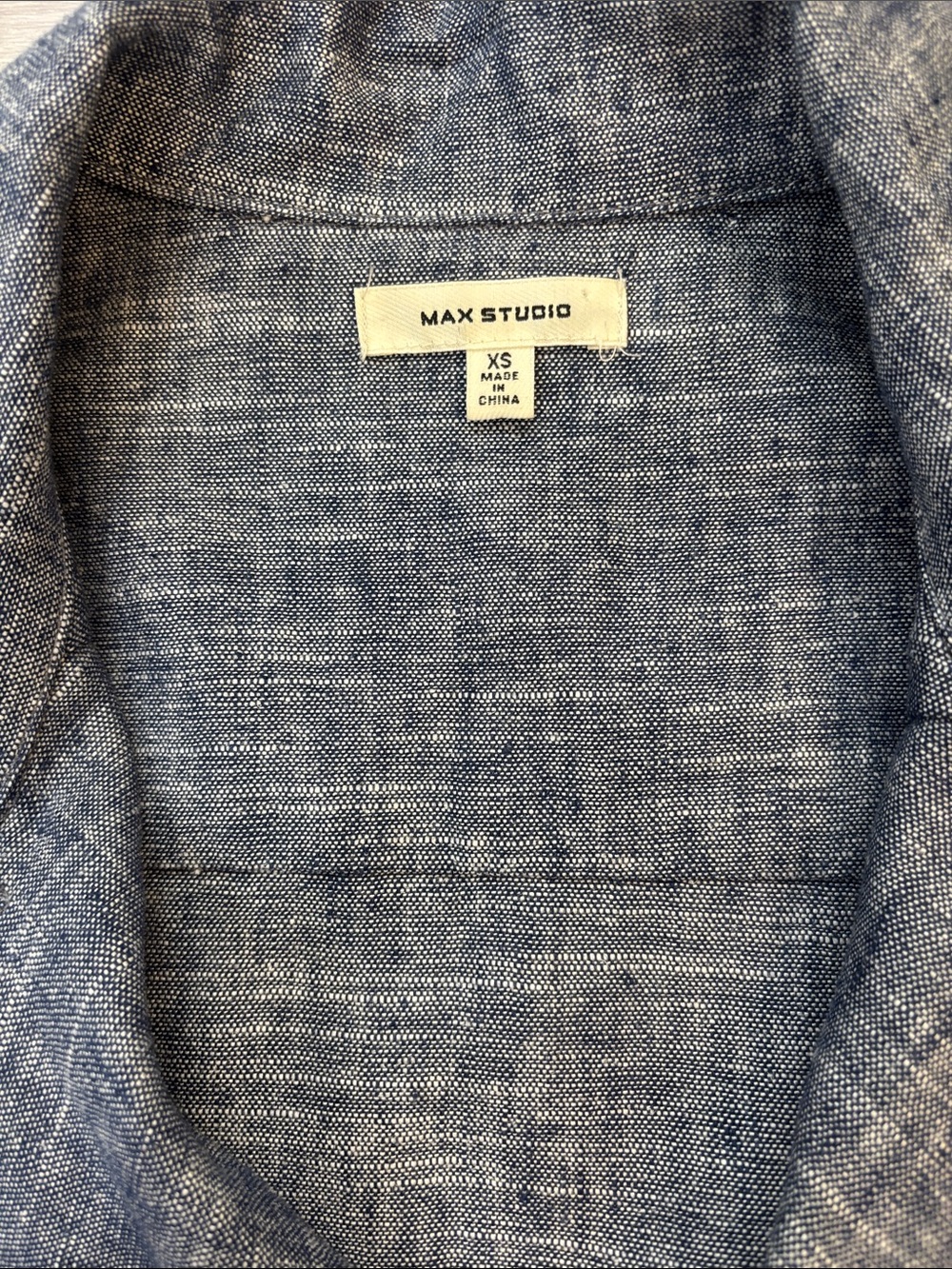 Max Studio Navy Linen Blend Asymmetrical Zip Jacket Size X Small - Picture 2 of 7